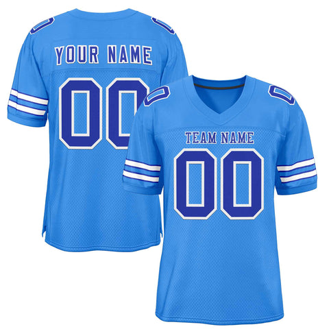 Custom Powder Blue Royal-White Classic Style Authentic Football Jersey