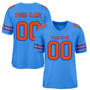 Custom Powder Blue Orange-Royal Classic Style Authentic Football Jersey