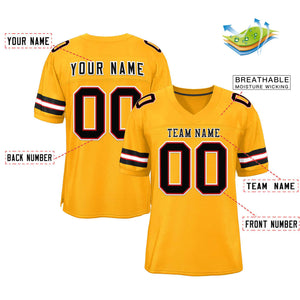 Custom Gold Black-White Classic Style Authentic Football Jersey