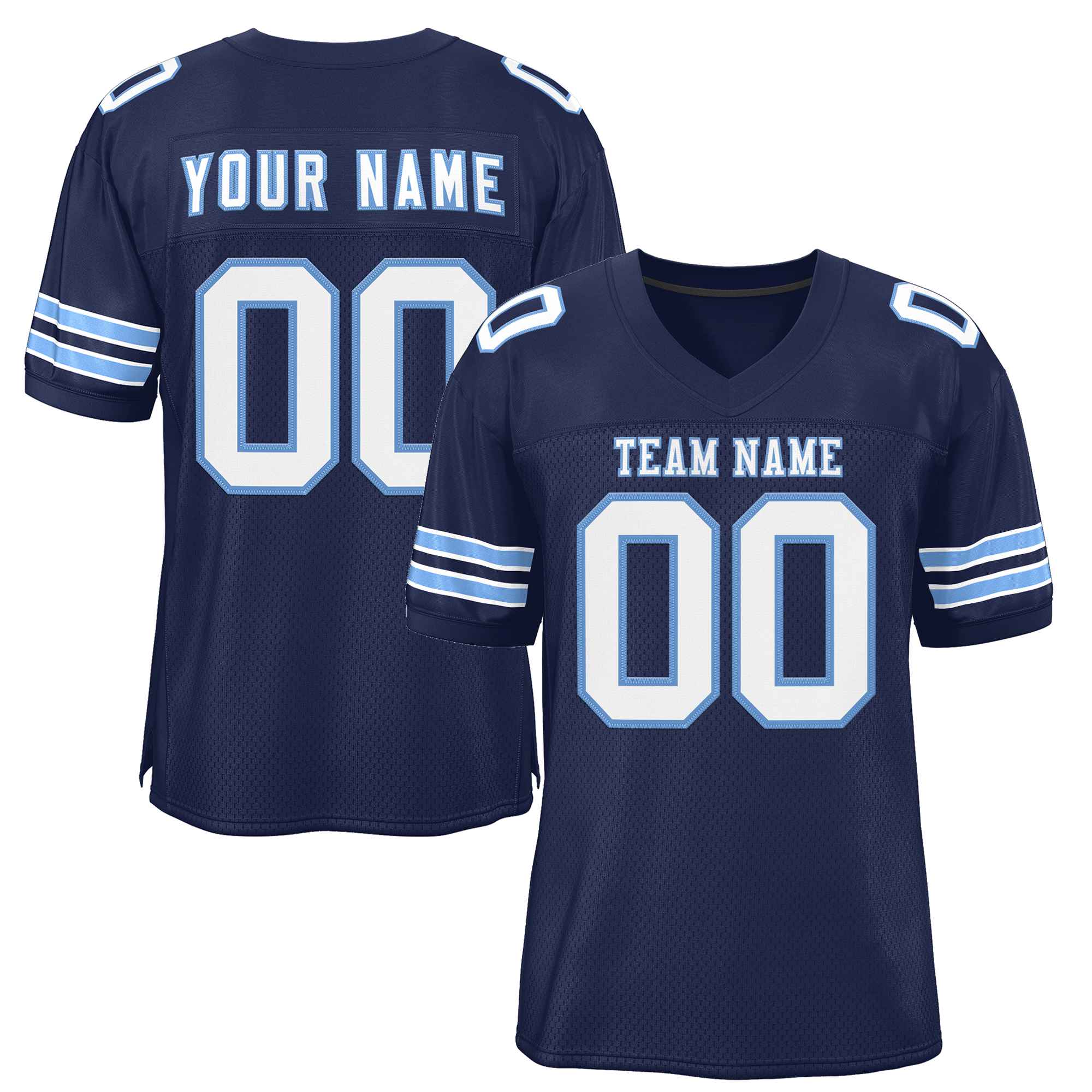 Custom Navy White-Light Blue Classic Style Authentic Football Jersey