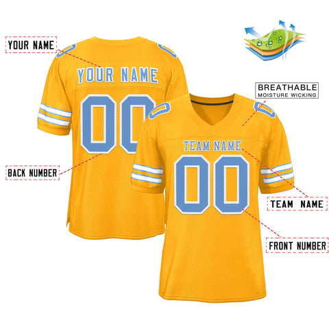 Custom Gold Light Blue-White Classic Style Authentic Football Jersey