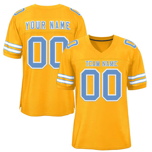 Custom Gold Light Blue-White Classic Style Authentic Football Jersey