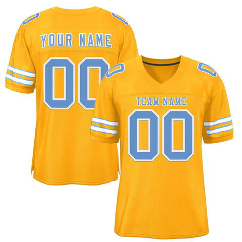 Custom Gold Light Blue-White Classic Style Authentic Football Jersey
