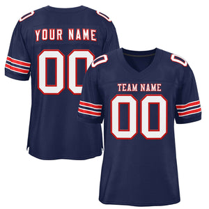 Custom Navy White-Red Classic Style Authentic Football Jersey