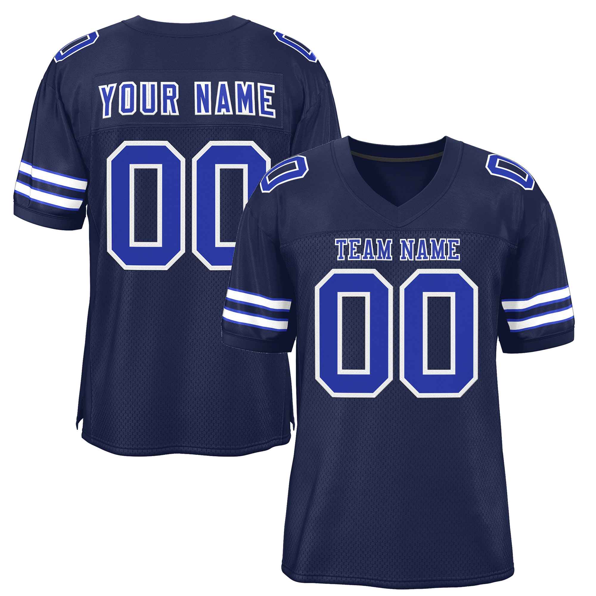 Custom Navy Royal-White Classic Style Authentic Football Jersey