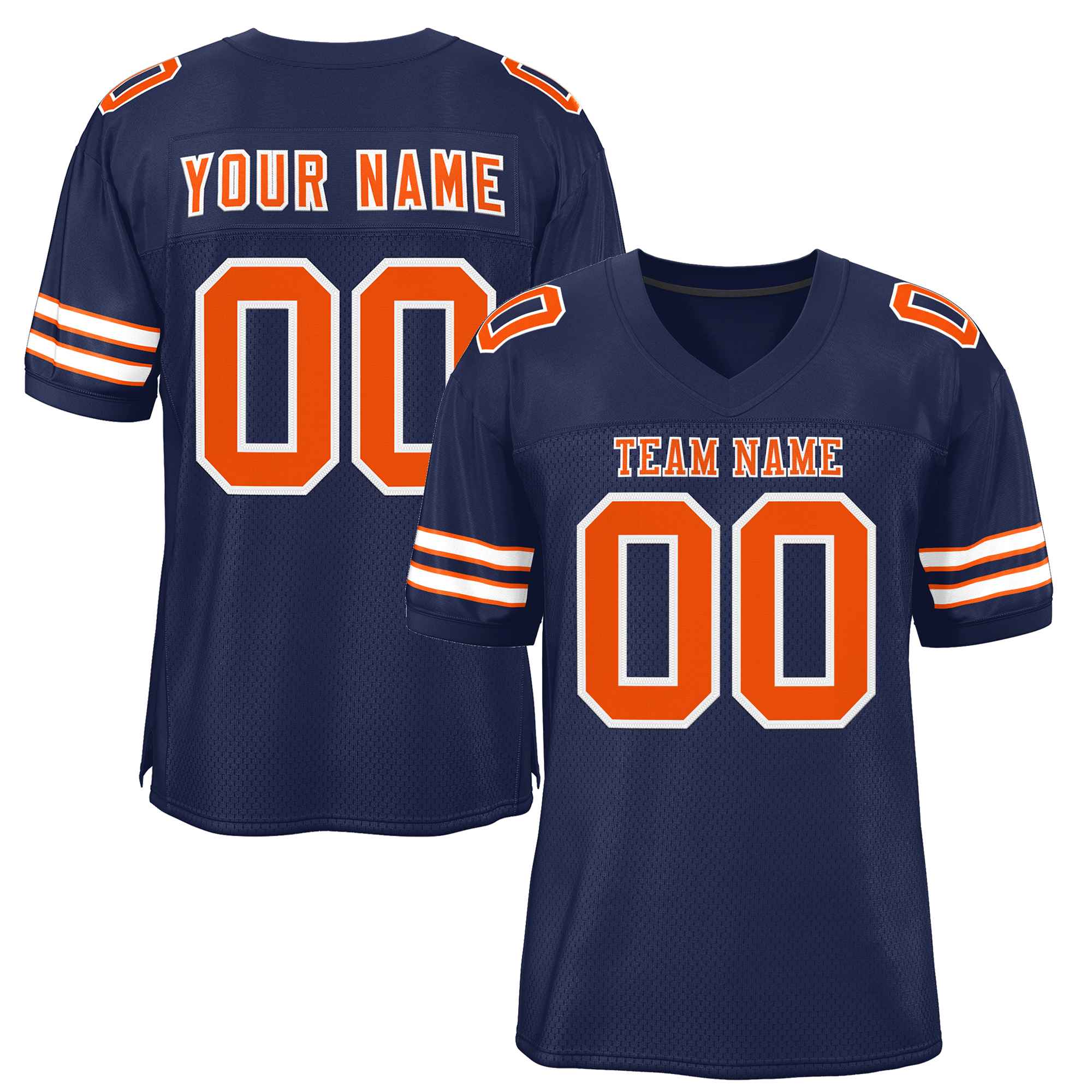 Custom Navy Orange-White Classic Style Authentic Football Jersey