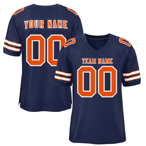 Custom Navy Orange-White Classic Style Authentic Football Jersey