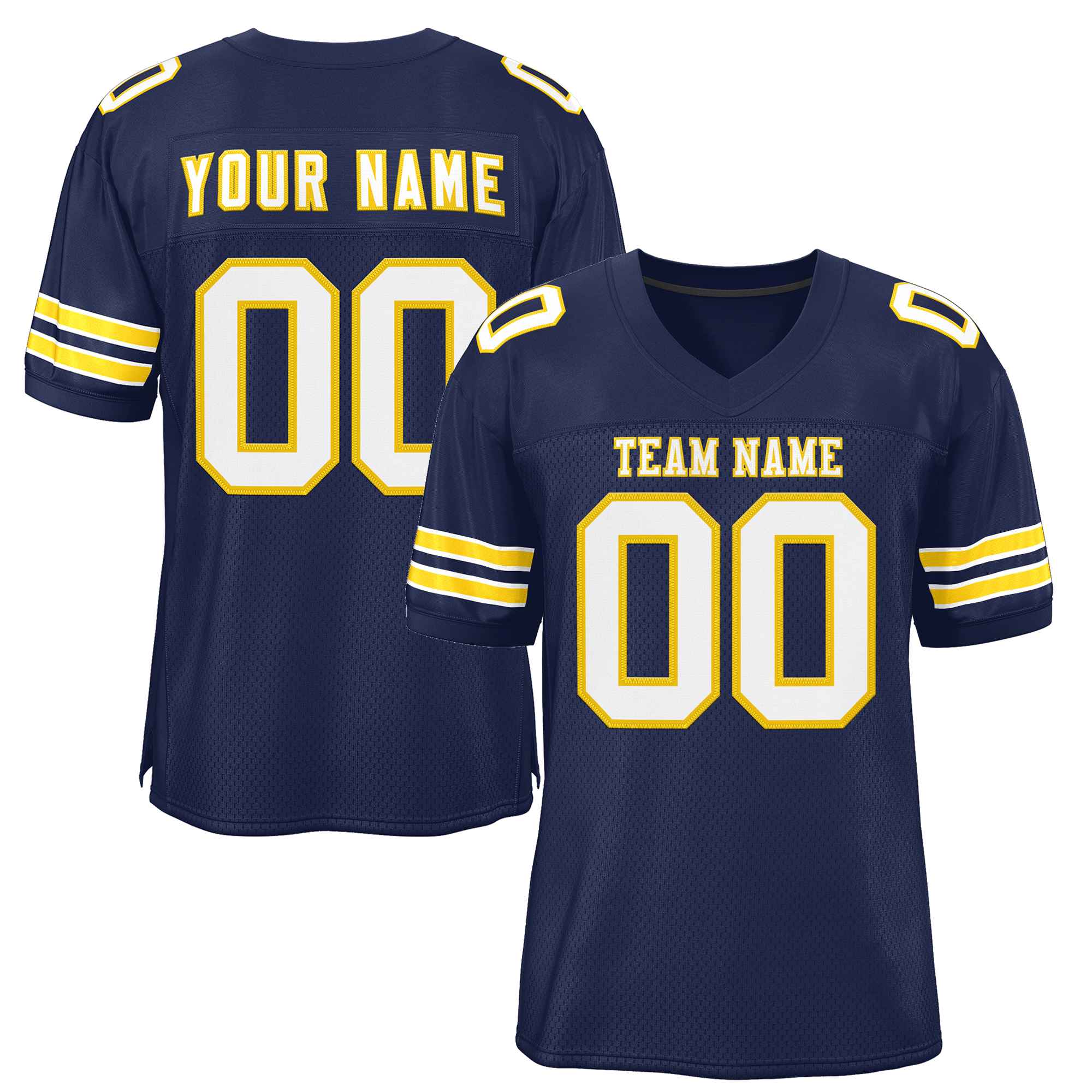 Custom Navy White-Gold Classic Style Authentic Football Jersey