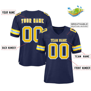 Custom Navy Gold-White Classic Style Authentic Football Jersey