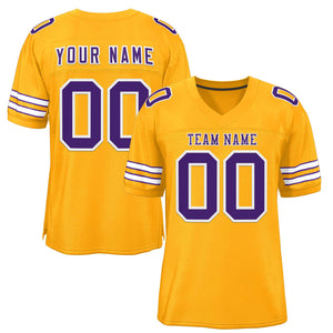 Custom Gold Purple-White Classic Style Authentic Football Jersey