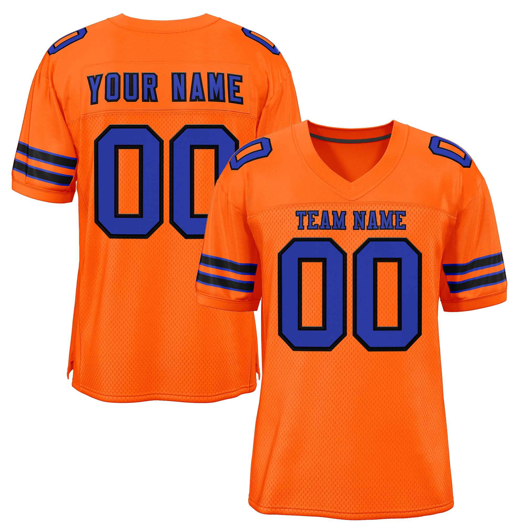 Custom Orange Royal-Black Classic Style Authentic Football Jersey