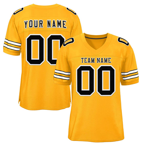 Custom Gold Black-White Classic Style Authentic Football Jersey