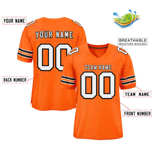 Custom Orange White-Black Classic Style Authentic Football Jersey