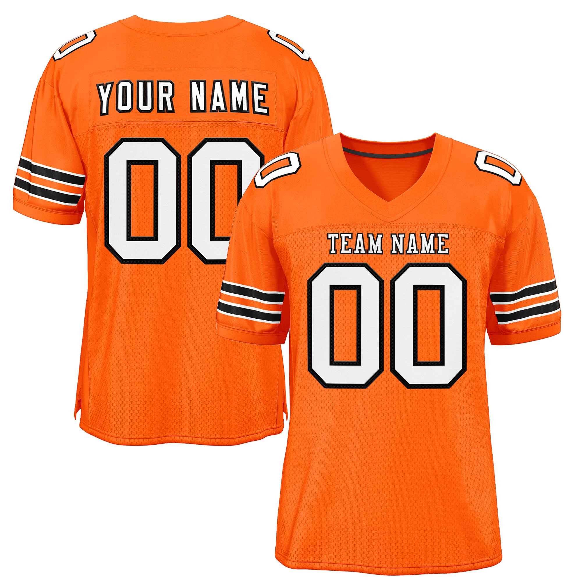 Custom Orange White-Black Classic Style Authentic Football Jersey