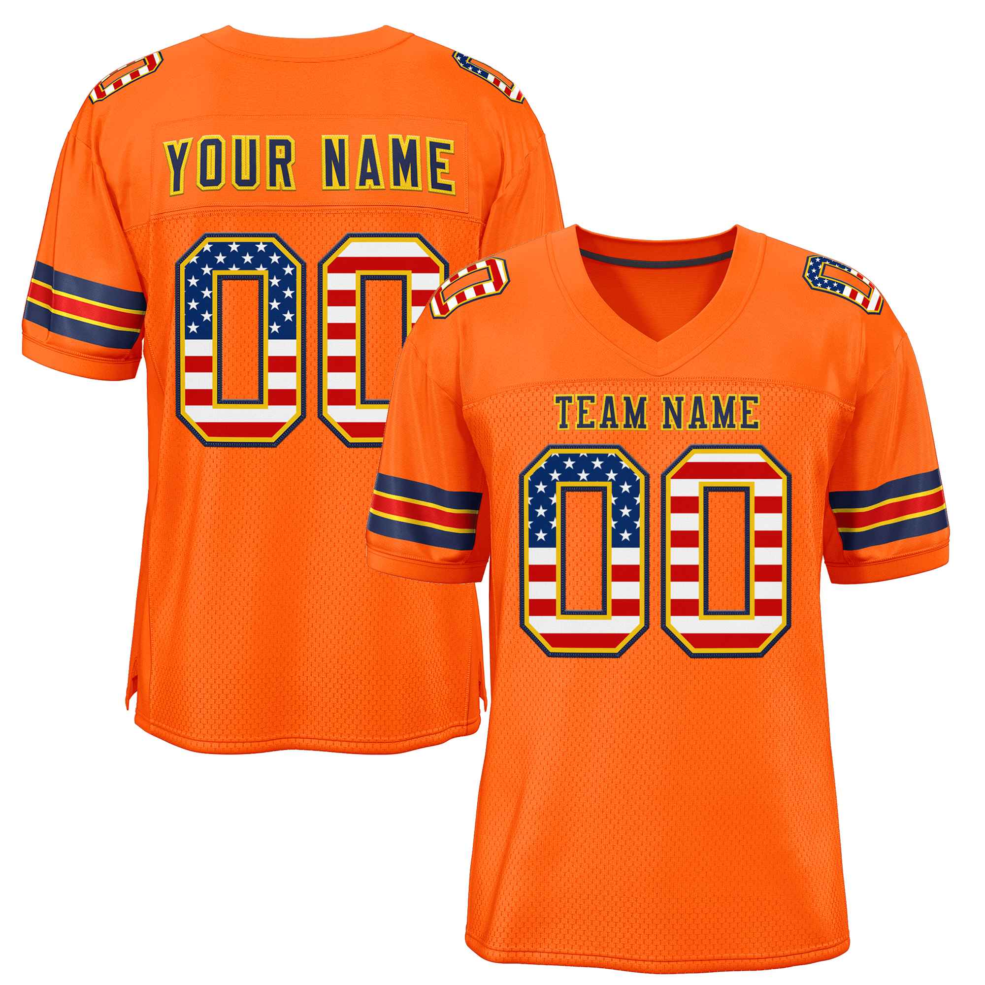 Custom Orange Navy-Gold Classic Style Authentic Football Jersey