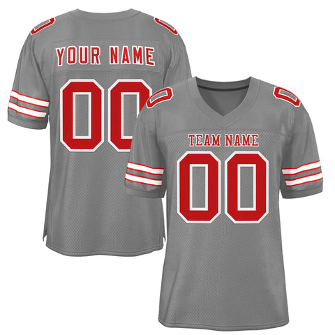Custom Gray Red-White Classic Style Authentic Football Jersey
