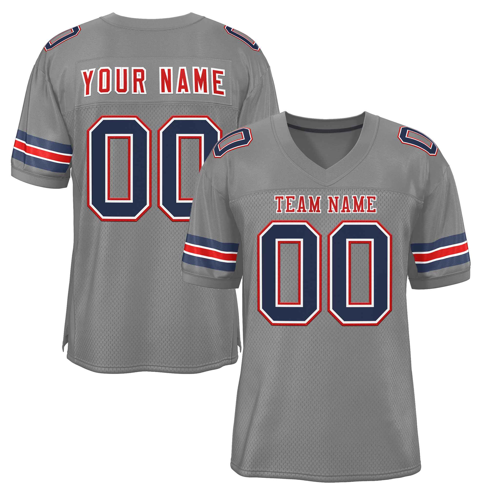 Custom Gray Red-White Classic Style Authentic Football Jersey