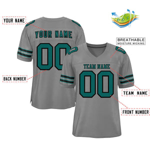 Custom Gray Aqua-Black Classic Style Authentic Football Jersey