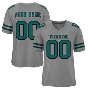 Custom Gray Aqua-Black Classic Style Authentic Football Jersey