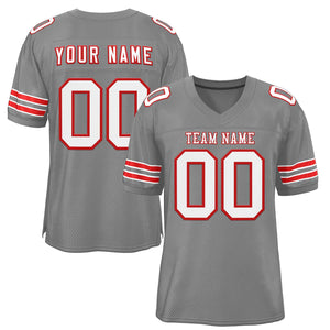 Custom Gray White-Red Classic Style Authentic Football Jersey