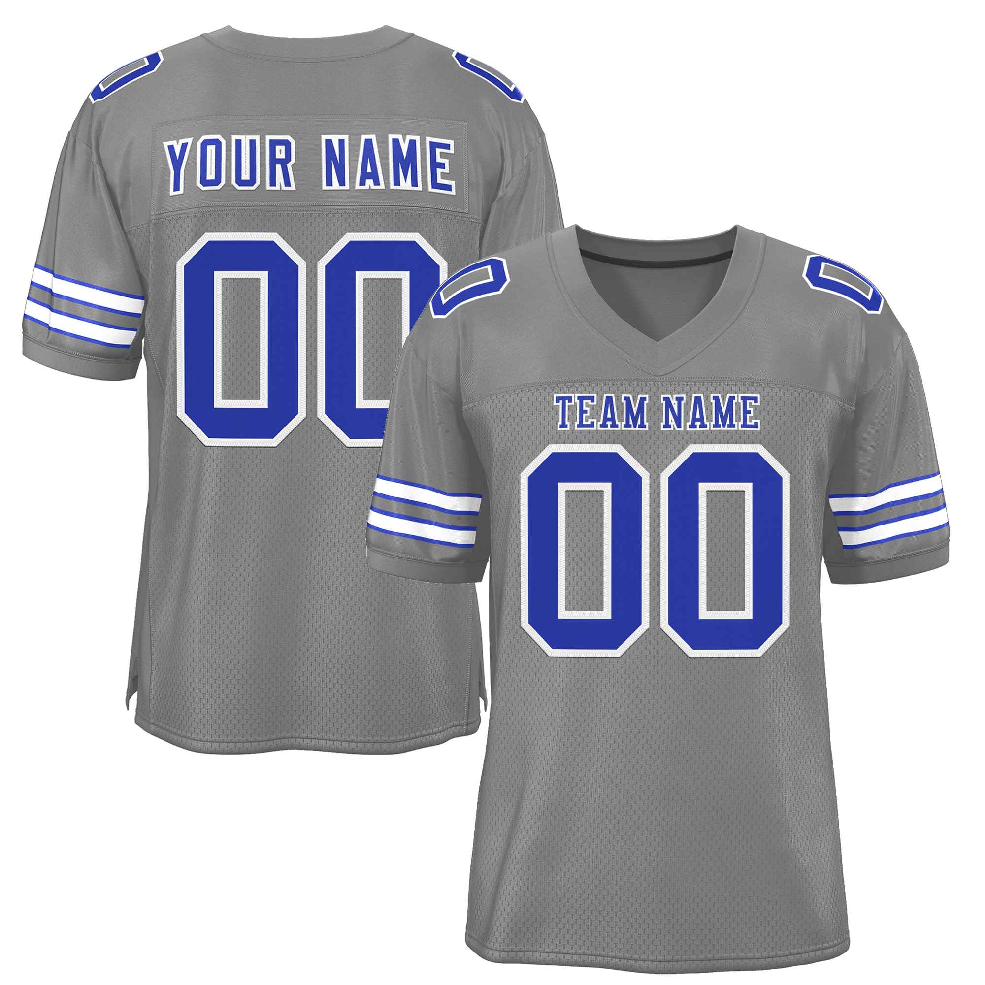 Custom Gray Royal-White Classic Style Authentic Football Jersey