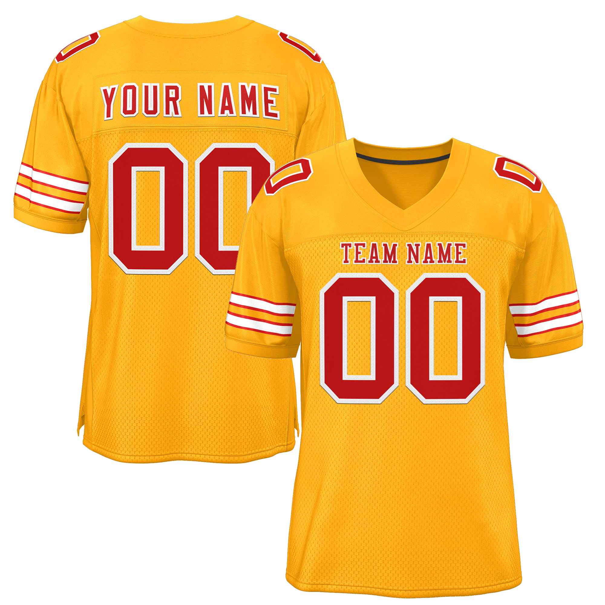 Custom Gold Red-White Classic Style Authentic Football Jersey