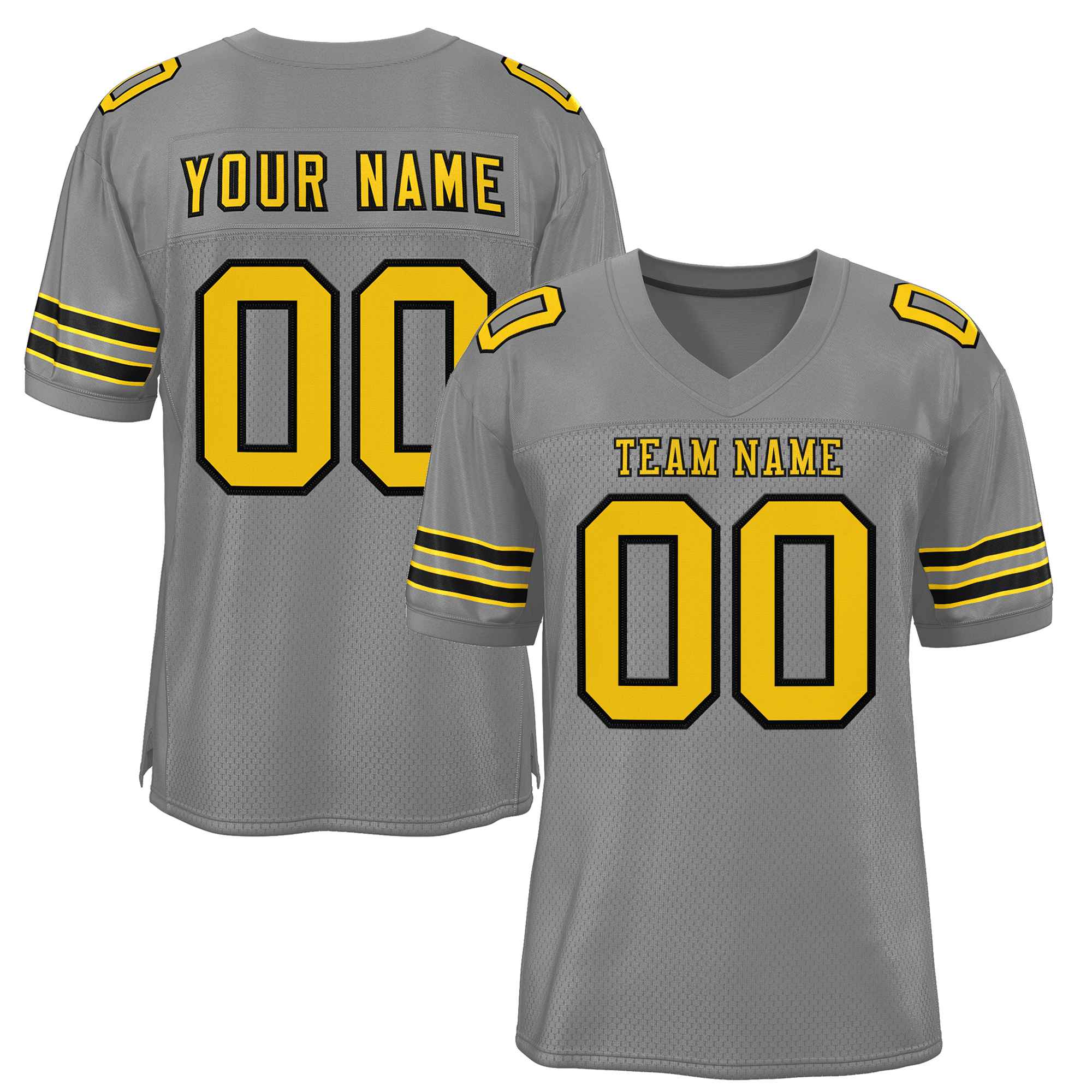 Custom Gray Gold-Black Classic Style Authentic Football Jersey