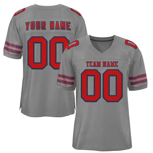 Custom Gray Red-Navy Classic Style Authentic Football Jersey