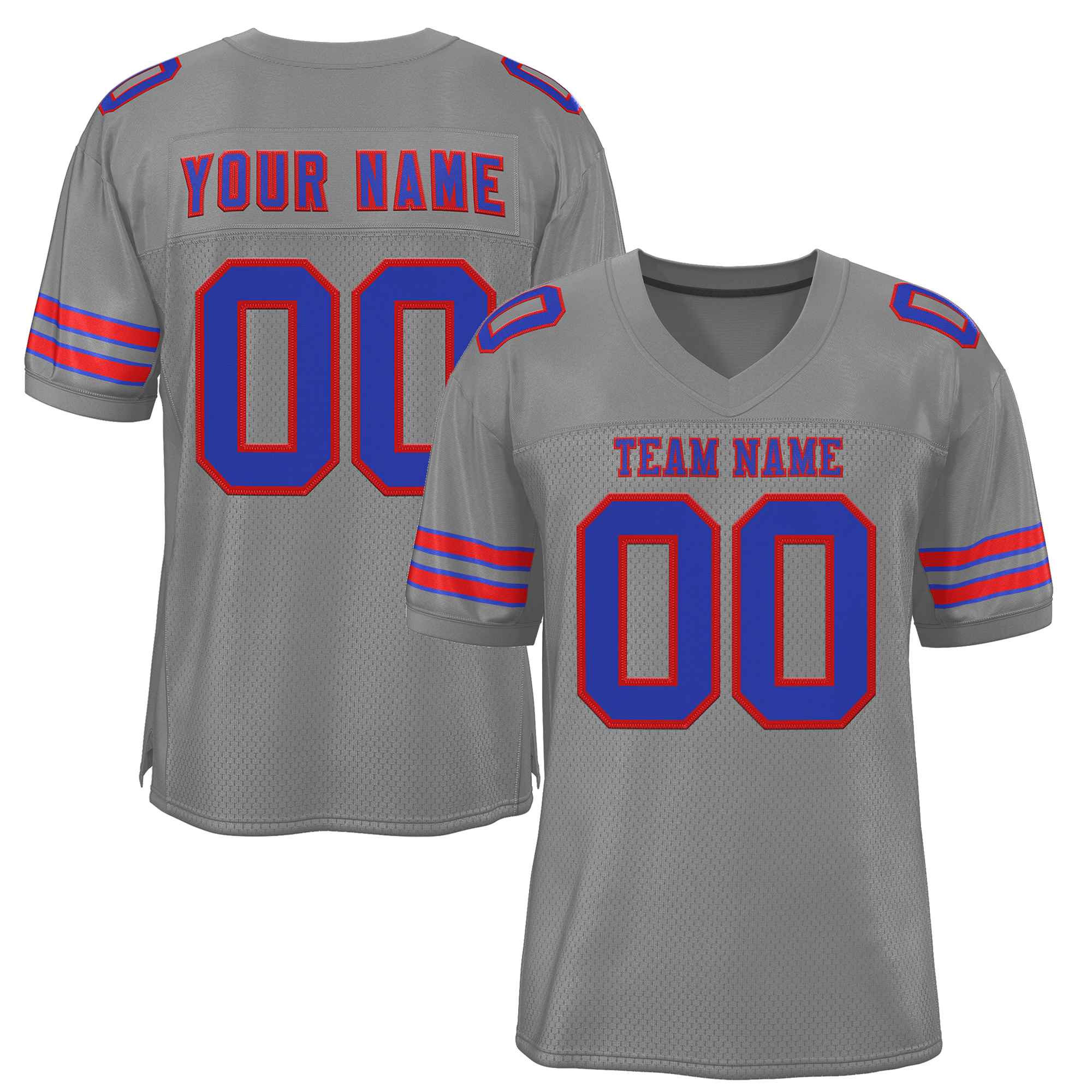 Custom Gray Royal-Red Classic Style Authentic Football Jersey