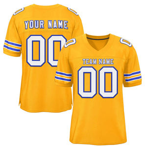 Custom Gold White-Royal Classic Style Authentic Football Jersey