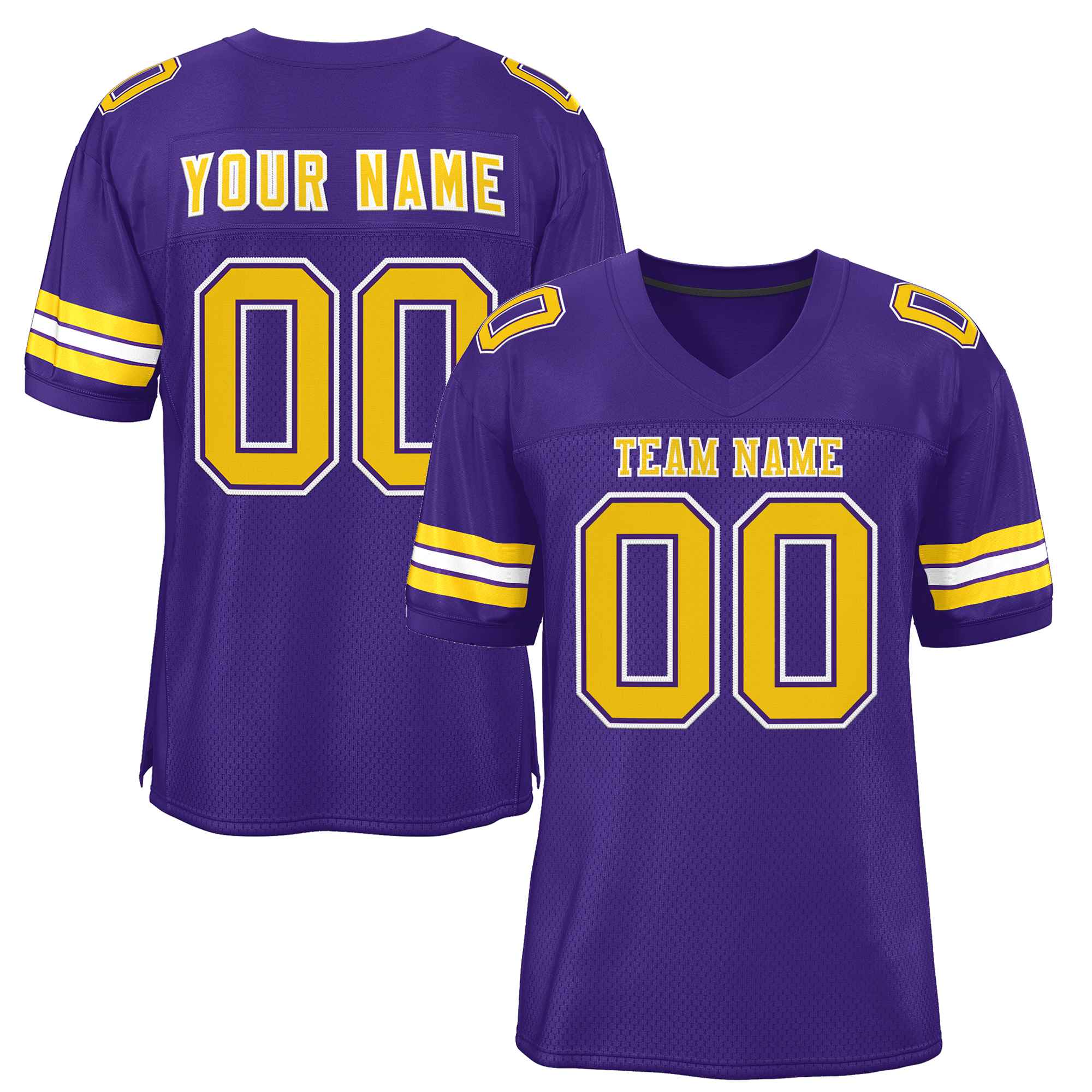 Custom Purple Gold-White Classic Style Authentic Football Jersey