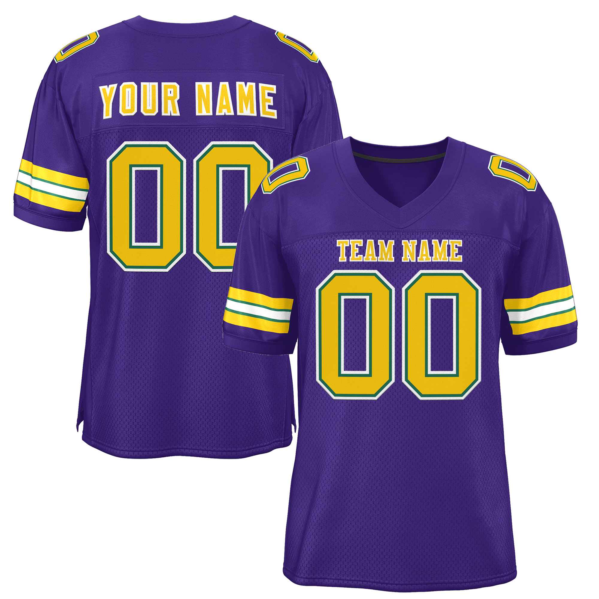 Custom Purple Gold-White Classic Style Authentic Football Jersey