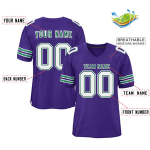 Custom Purple Kelly Green-White Classic Style Authentic Football Jersey