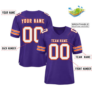 Custom Purple White-Orange Classic Style Authentic Football Jersey