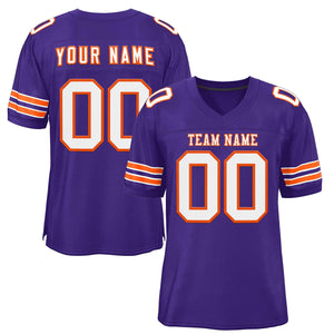 Custom Purple White-Orange Classic Style Authentic Football Jersey