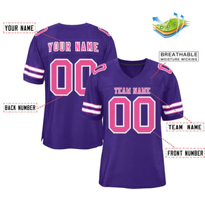 Custom Purple Pink-White Classic Style Authentic Football Jersey