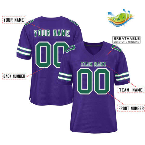 Custom Purple Kelly Green-White Classic Style Authentic Football Jersey