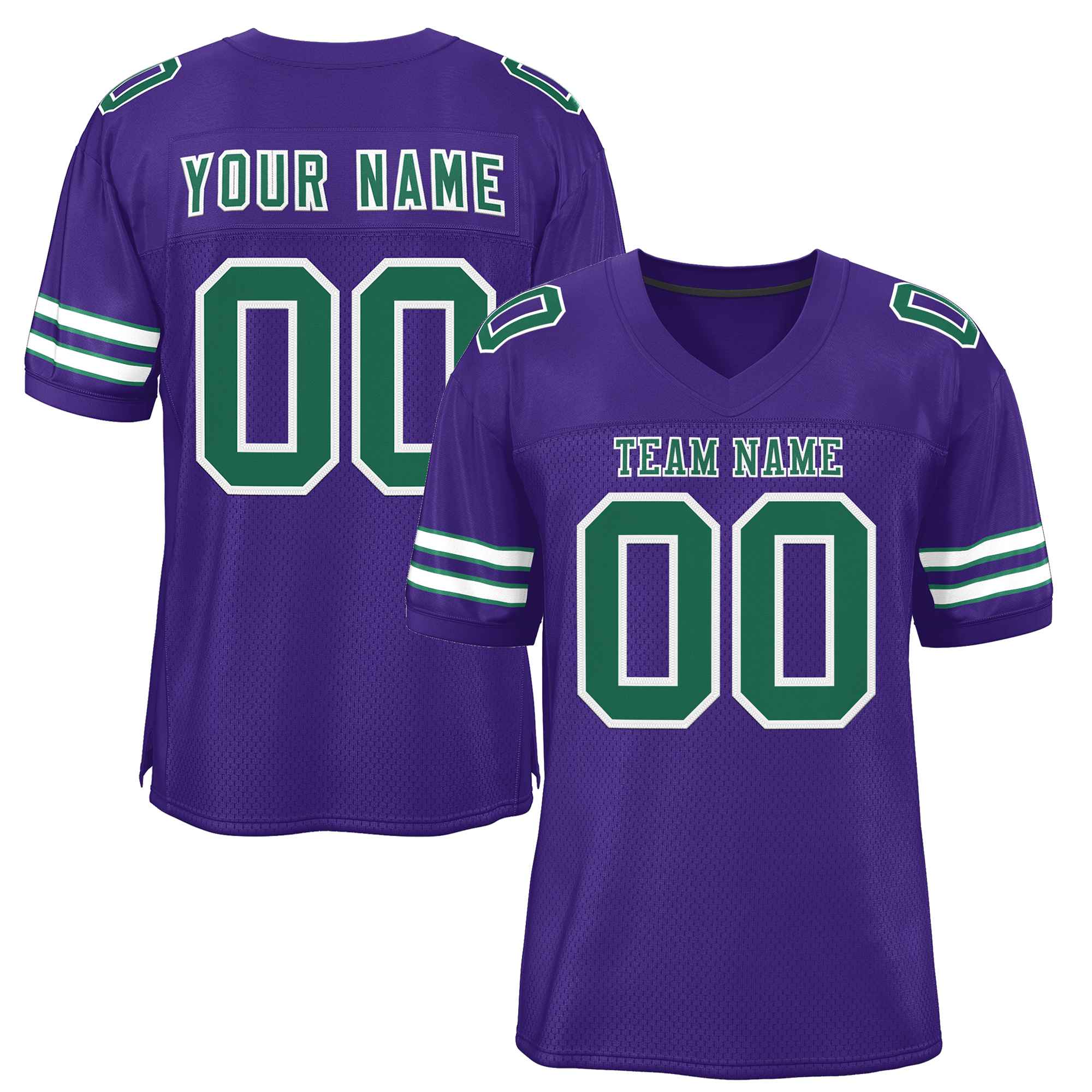 Custom Purple Kelly Green-White Classic Style Authentic Football Jersey