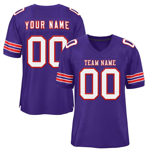 Custom Purple White-Red Classic Style Authentic Football Jersey