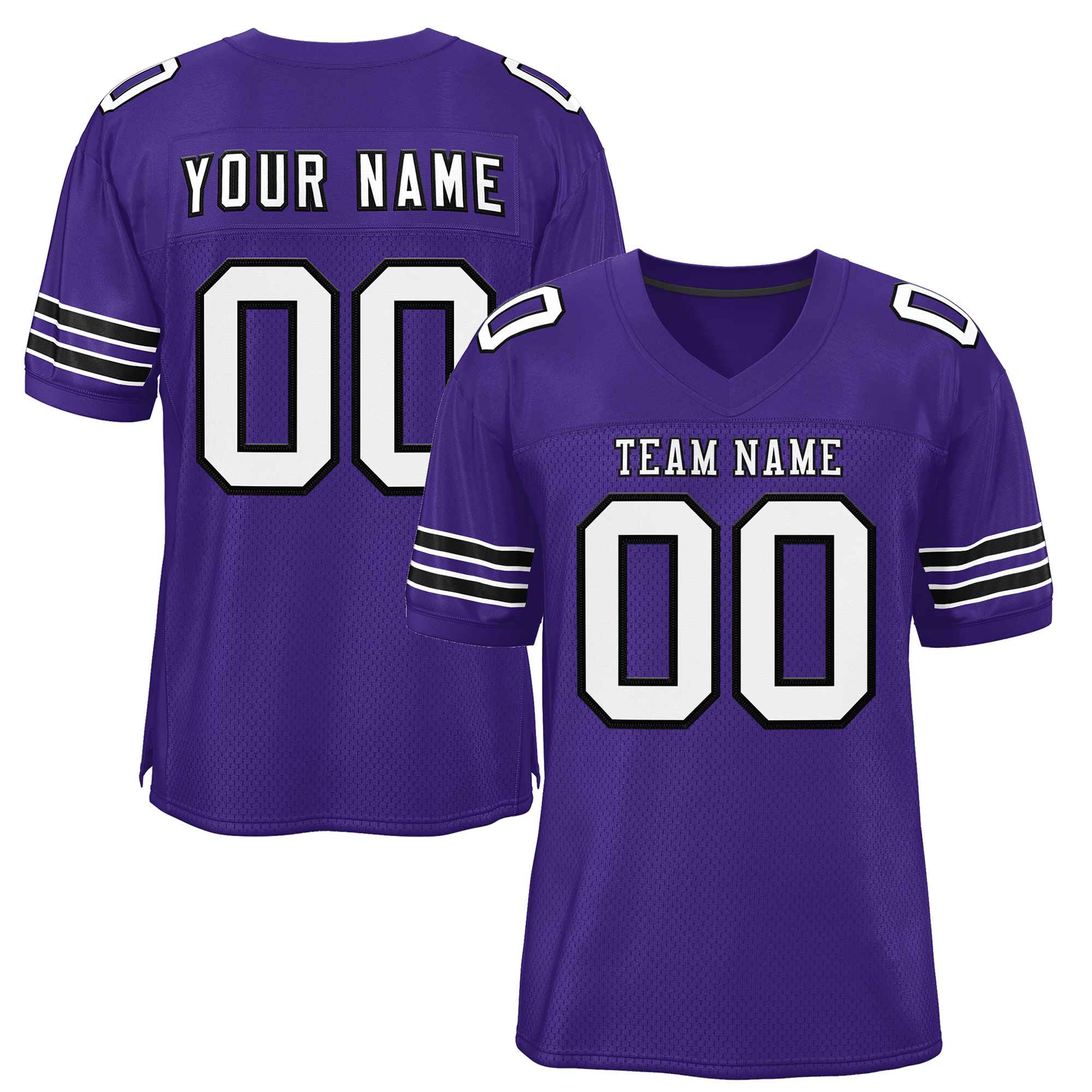 Custom Purple White-Black Classic Style Authentic Football Jersey