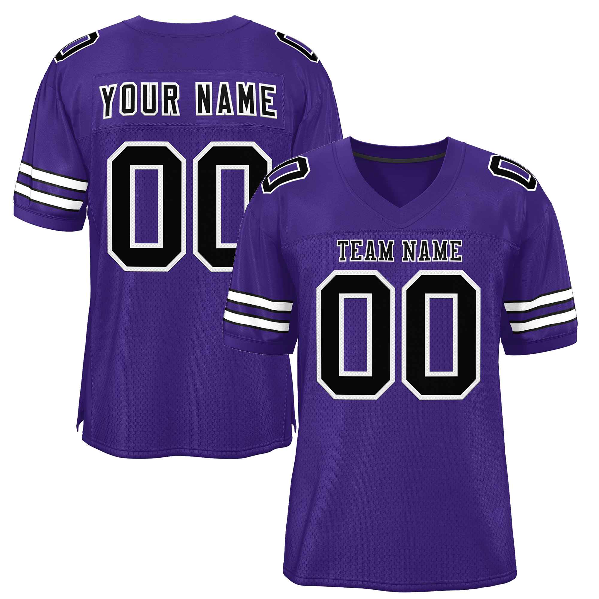 Custom Purple Black-White Classic Style Authentic Football Jersey