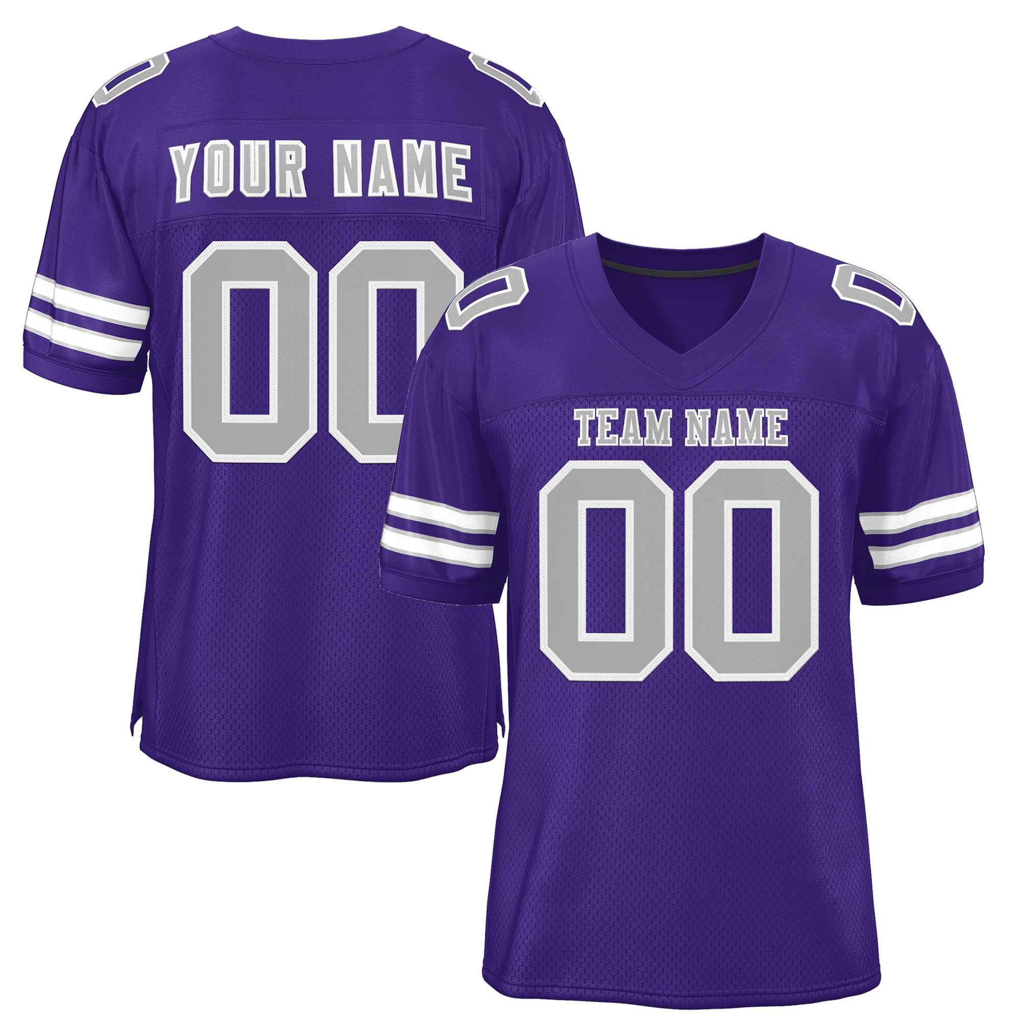 Custom Purple Gray-White Classic Style Authentic Football Jersey