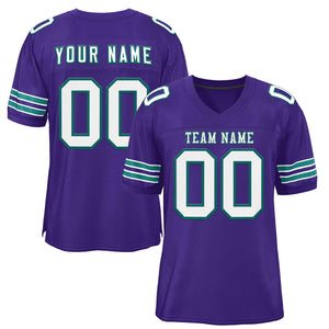 Custom Purple White-Aqua Classic Style Authentic Football Jersey