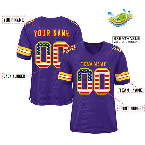 Custom Purple Gold-Red Classic Style Authentic Football Jersey