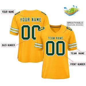 Custom Gold Green-White Classic Style Authentic Football Jersey