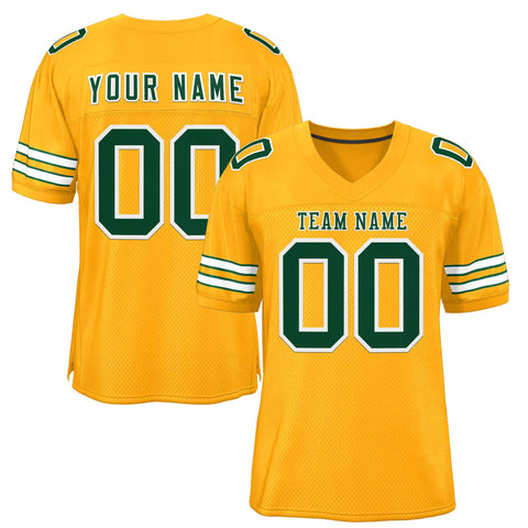 Custom Gold Green-White Classic Style Authentic Football Jersey