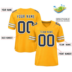 Custom Gold Navy-White Classic Style Authentic Football Jersey