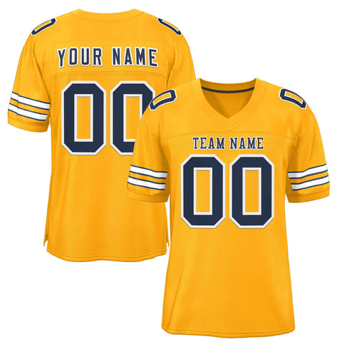 Custom Gold Navy-White Classic Style Authentic Football Jersey