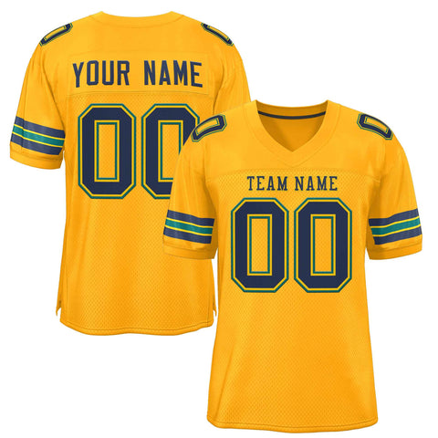 Custom Gold Navy-Gold Classic Style Authentic Football Jersey