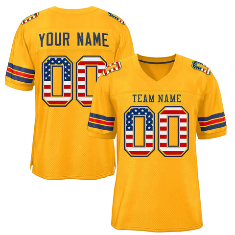 Custom Gold Navy-Gold Classic Style Authentic Football Jersey